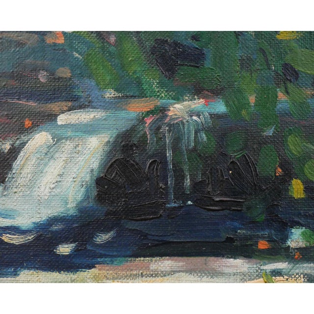 Clarence Bolton "The Brook" Green and Blue Abstract Impressionist Waterscape Painting, Mid-20th Century For Sale - Image 12 of 12