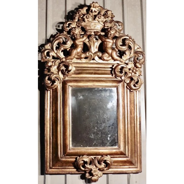 Gold Large Early 19th Century Carved Gilt Mirror For Sale - Image 8 of 9