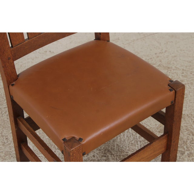 Antique L&jg Stickley Mission Oak Leather Chair For Sale - Image 10 of 14