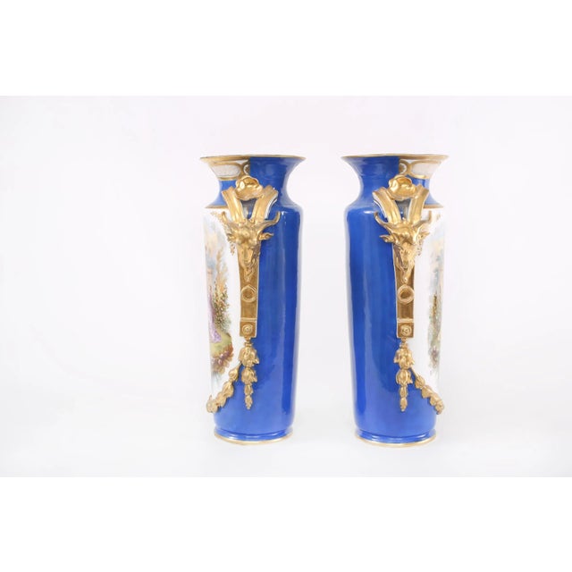 Hollywood Regency 19th Century Gilt Porcelain Decorative Vases - a Pair For Sale - Image 3 of 13