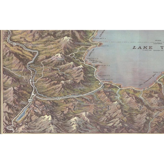 Vintage Lake Tahoe Birds-Eye View Pictorial Map from Gerald A. Eddy, 1945 For Sale - Image 6 of 10
