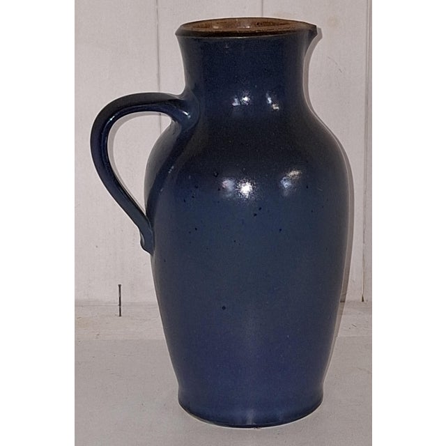 1980s Vintage Ceramic Blue Jug by H. Schulze Crinitz, 1980s For Sale - Image 5 of 5