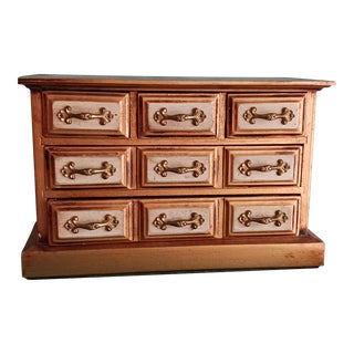 Vintage 5 Drawer Florentine Jewelry Chest Case, Lined 1960's For Sale