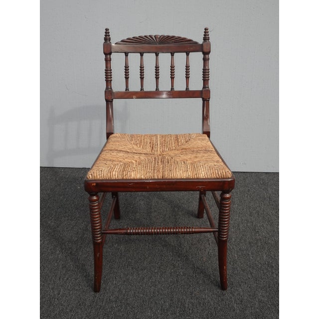 Vintage French Country Brown Rush Side Chair For Sale - Image 12 of 12