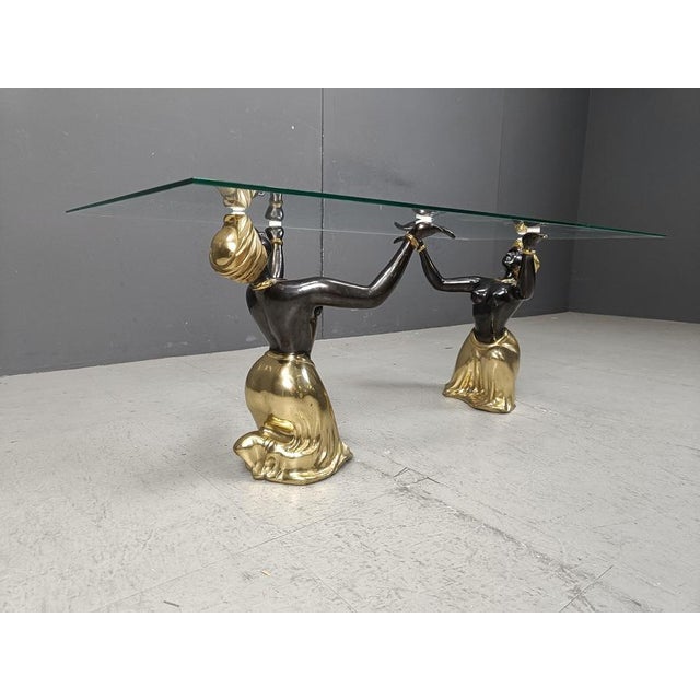 Sculptural Figurine Coffee Table with Glass, 1970s For Sale - Image 8 of 11