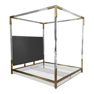 1960s Brass and Lucite King-Size Bed by Charles Hollis Jones