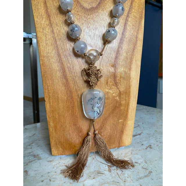 Early 20th Century Reverse Painted Chinoiserie Glass Beaded Necklace For Sale - Image 5 of 12