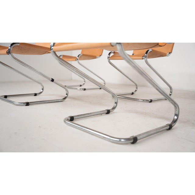 Mid-Century Modern Armchairs in Chrome and Leather, Italy, 1970s, Set of 6 For Sale - Image 10 of 18