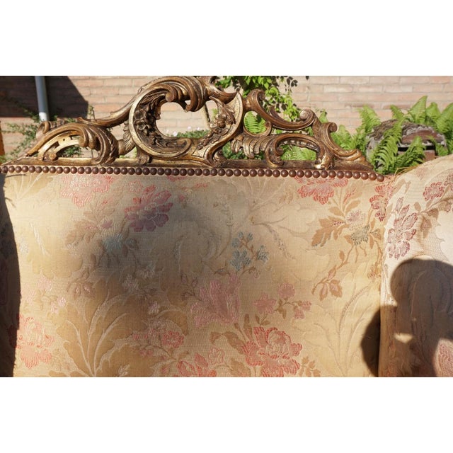 Beige Early 18th Century Gilded Carved Oak Wooden Highback Armchair For Sale - Image 8 of 18