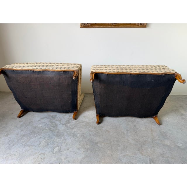 1970’s Hollywood Regency John Widdicomb Style French Provincial Armless Lounge Chairs – Pair For Sale - Image 12 of 12