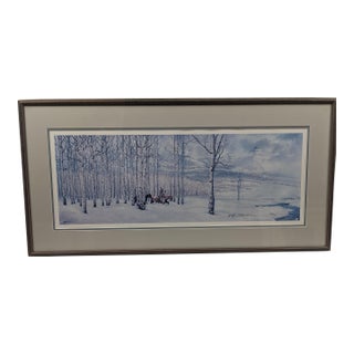 Late 20th Century Signed Limited Edition Native American Winter Landscape Panorama by Mark Silversmith, Framed & Matted For Sale