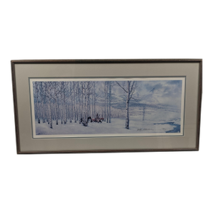 Late 20th Century Signed Limited Edition Native American Winter Landscape Panorama by Mark Silversmith, Framed & Matted