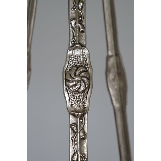 David Gueron Degue Degue French Art Deco Pendant Chandelier Circa 1930 - Frosted Glass & Nickeled Bronze For Sale - Image 4 of 10