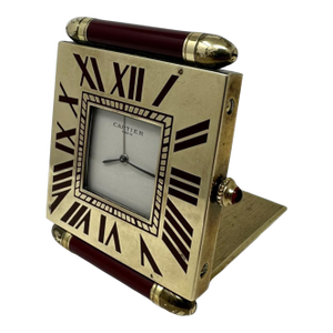 Mid Century Vintage Cartier Paris French Quartz Quadrant Traveling Alarm Clock