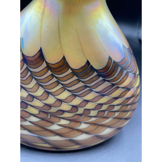 1980s Stephen Fellerman Feathered Blown Glass Vase For Sale - Image 10 of 13
