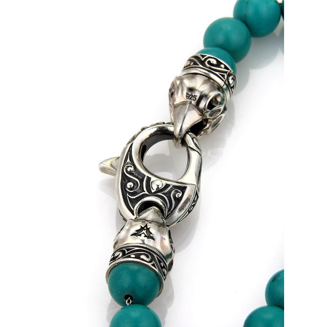 Stephen Webster Stephen Webster Sterling Silver 10mm Turquoise Bead Bracelet For Sale - Image 4 of 4