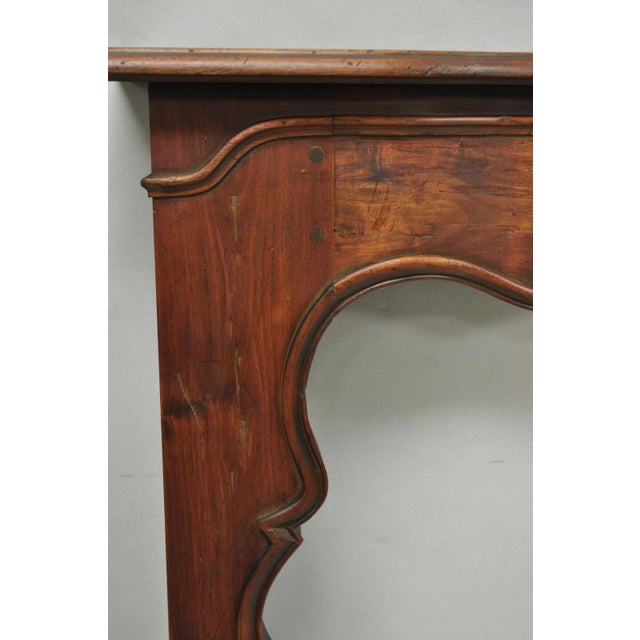 Antique Italian Provincial Carved Serpentine Scalloped Walnut Fireplace Mantel For Sale In Philadelphia - Image 6 of 18