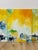 Early 21st Century Set of 3 Modern Abstract Paintings Yellow Green Blue Wall Art Acrylic on Canvas For Sale - Image 5 of 16
