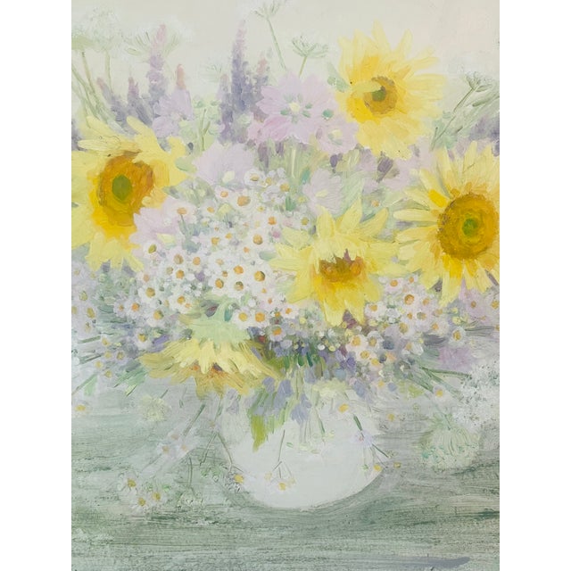 20 Th C Original Oil on Board Sunflower Painting For Sale In Miami - Image 6 of 8