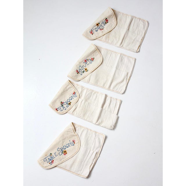 Vintage Embroidered Silverware Holder Set of 4 For Sale - Image 9 of 16