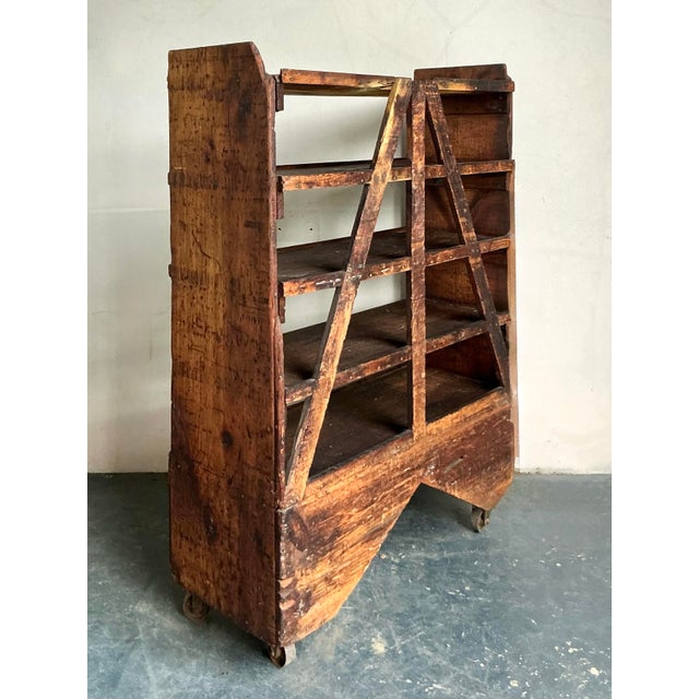 Vintage Boho Industrial Etagere on Wheels For Sale - Image 12 of 12