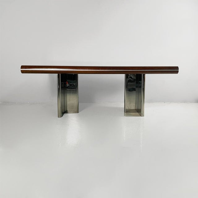 1970s Italian Modern Wooden and Metal Desk by Hans Von Klier for Skipper, 1970s For Sale - Image 5 of 14