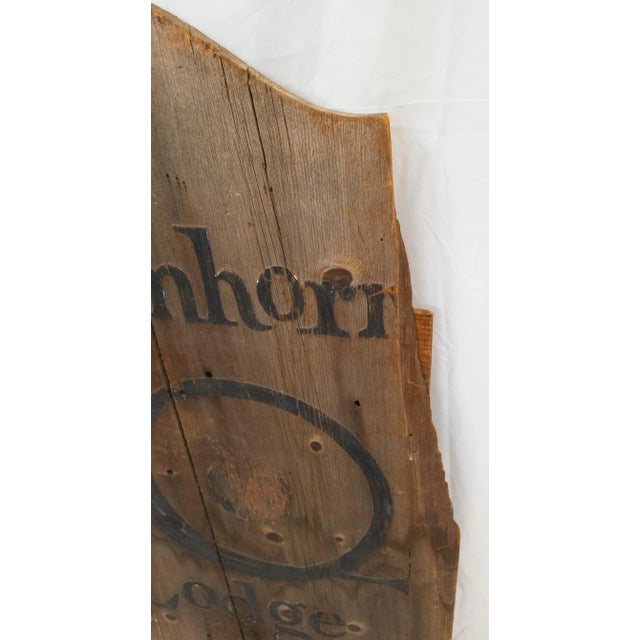 Brown Late 19th Century Primitive Rustic Crumhorn Lodge Sign For Sale - Image 8 of 10