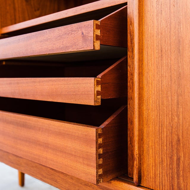 1960s Danish Mid Century Modern Teak Highboard For Sale In Los Angeles - Image 6 of 17