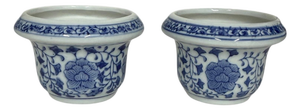 Vintage Miniature Chinoiserie Blue and White Planters - A Pair