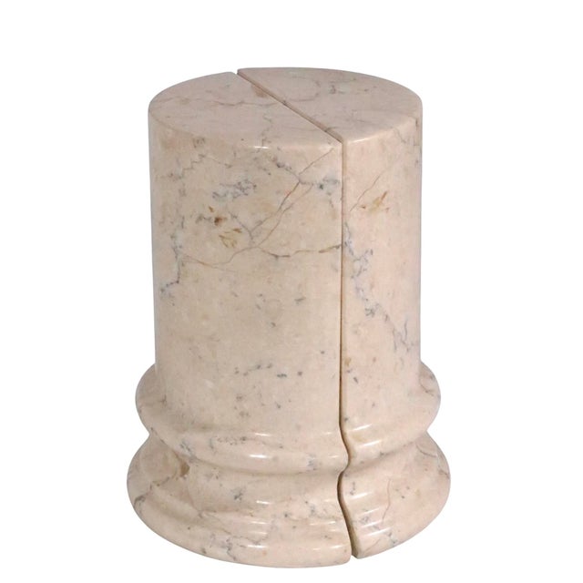 Tan Late 20th Century Pr. Half Column Marble Bookends by Boticina For Sale - Image 8 of 11
