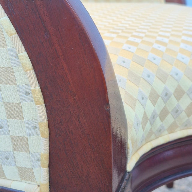 2003 Southwood Hickory Nc Sheraton Inlaid Mahogany 5 Leg Barrel Tub Chair Arm Chair For Sale - Image 14 of 16