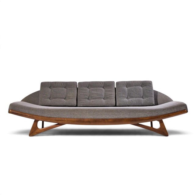 Adrian Pearsall for Craft Associates Mid Century Walnut Gondola Sofa This sofa measures: 102 wide x 33.5 deep x 30.5...