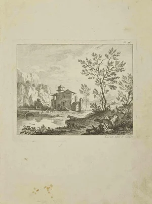 Pierre-François Laurent, Landscape, Etching, 1755