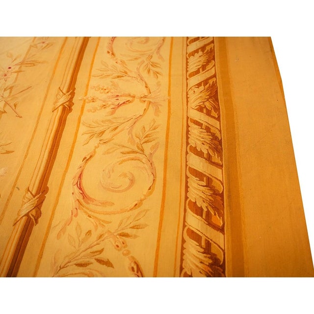 Mid 19th Century 1850s Antique Masterpiece Beige Field Floral Medallion Flatweave French Aubusson Rug For Sale - Image 5 of 7