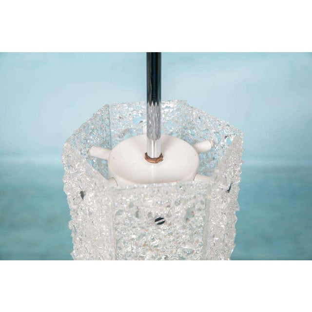 Metal Vintage Hexagon Glass Hanging Lamp, 1970s For Sale - Image 7 of 18