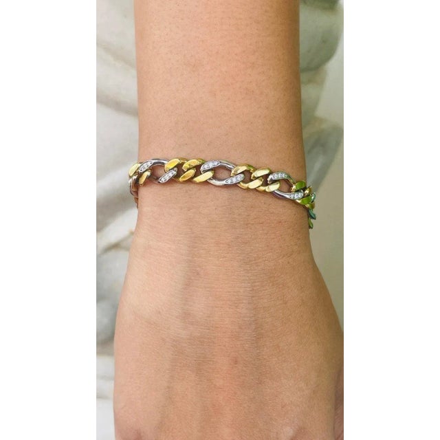 Boho Chic 18k Solid Yellow Gold Men's Diamond Chain Bracelet For Sale - Image 3 of 8