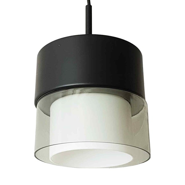 Vintage Steel and Glass Pendant Light, 1960s For Sale