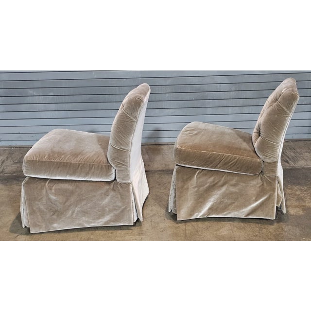 Brown Pair of Late 20th Century Baker Furniture Slipper Chair Lounge Chair High End Velvet Upholstery For Sale - Image 8 of 10