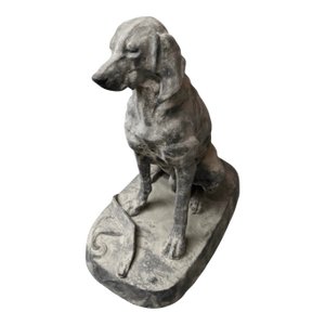 Vintage Weathered Cast Iron Seated Hound Dog Statue