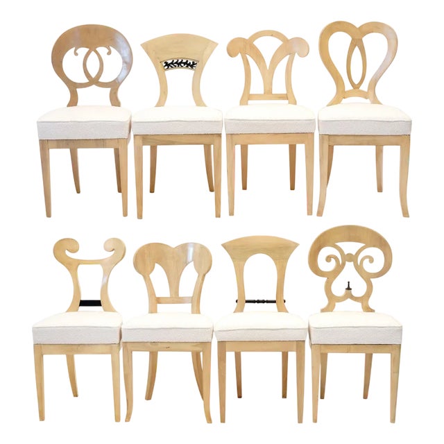 Biedermeier White Eclectica Dining Chairs from Silvio Piattelli, Set of 8 For Sale