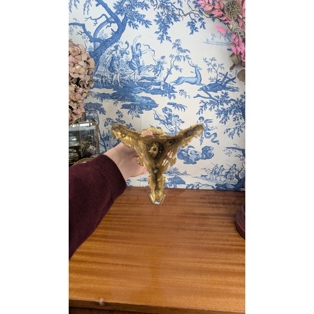 Neo-Gothic Church Candlestick in Polychrome Gilt Bronze, Late 19th Century For Sale - Image 9 of 11