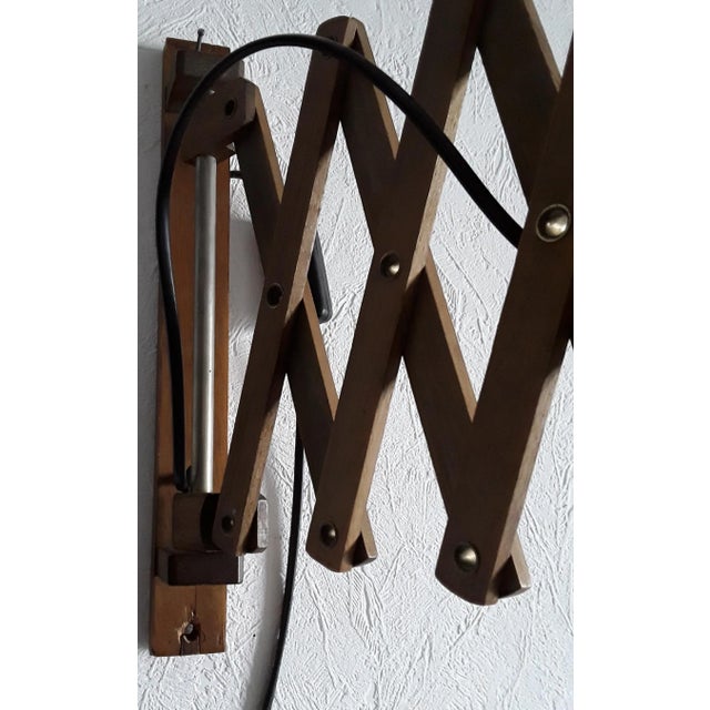 Vintage Pull-Out Field Frame in Teak with White Opaque Glass Umbrella Wall Lamp, 1960s For Sale - Image 3 of 5