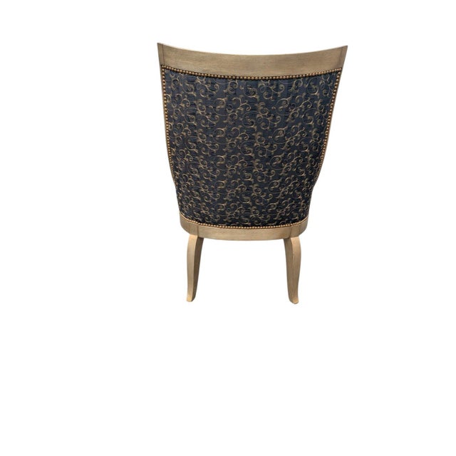 Hollywood Regency Marge Carson Tufted Gold Dining Chairs With Nailhead Trim, Set of 6 For Sale - Image 3 of 17