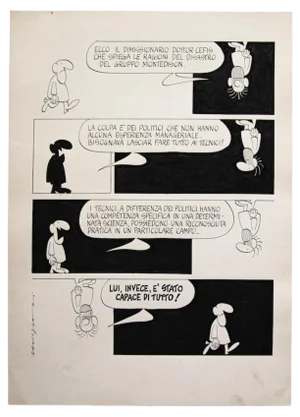 Alfredo Chiappori - Political Comics - China Original Ink Drawing - 1977