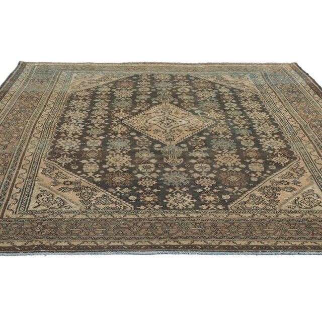 Mid-Century Modern Mid 20th Century Vintage Persian Hamadan Rug, 06'10 X 09'07 For Sale - Image 3 of 12
