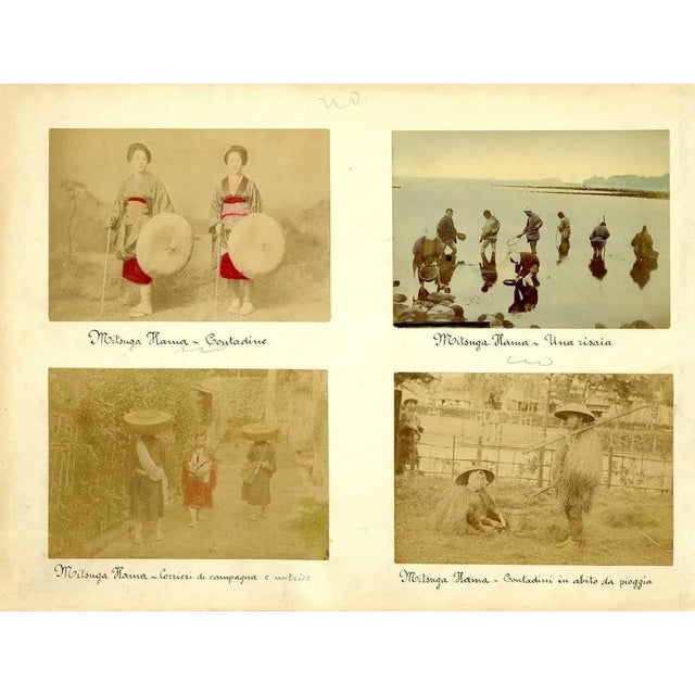 Occupational Portraits in Seto Islands is a lot of four hand-inked Albumen print with aniline applied on a single...