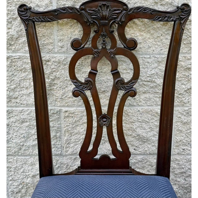 Ethan Allen Ethan Allen Newport Collection Carved Chippendale Dining Chairs - A Pair For Sale - Image 4 of 12