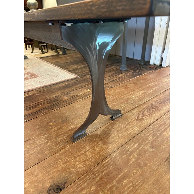 Custom Industrial Flooring Dining Table With Modern Wishbone Steel Legs For Sale - Image 15 of 16
