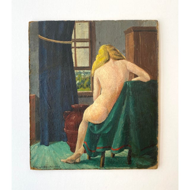 1940s Oil Painting on Masonite of Female Nude Figure For Sale - Image 4 of 4