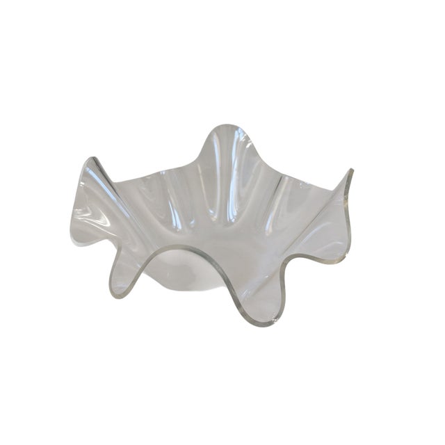 Mid-Century Modern Vintage Lucite Freeform Handkerchief Bowl For Sale - Image 3 of 12